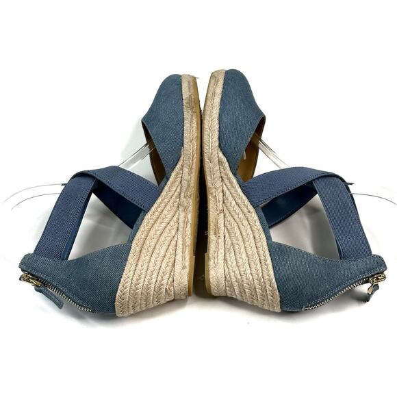 Talbots Lyndsay D'Orsay Espadrille Light Denim Wedges Women's Size 7M Sandals - Picture 6 of 11